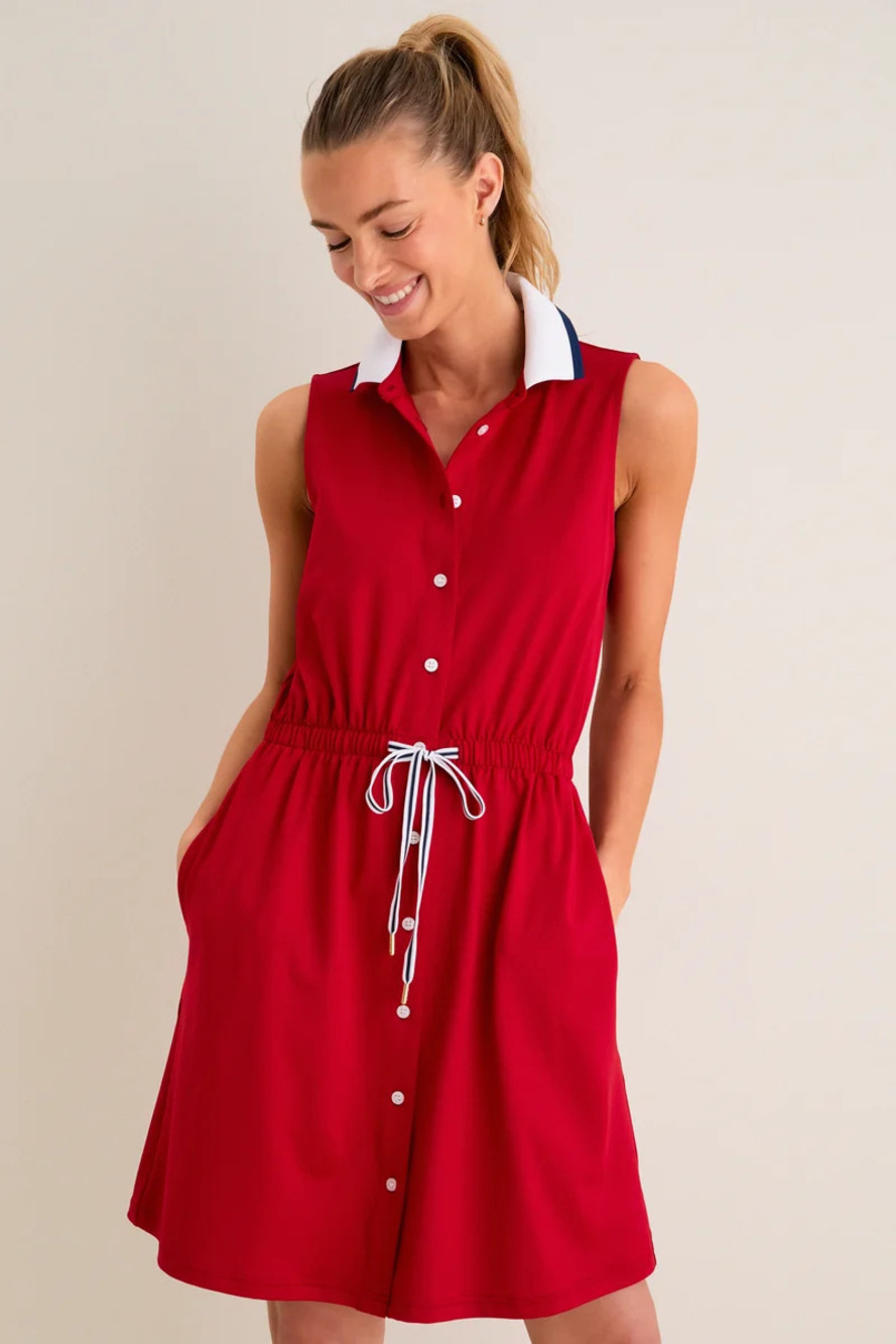 Tuckernuck Red Sleeveless Performance Jersey Alcott Golf Dress